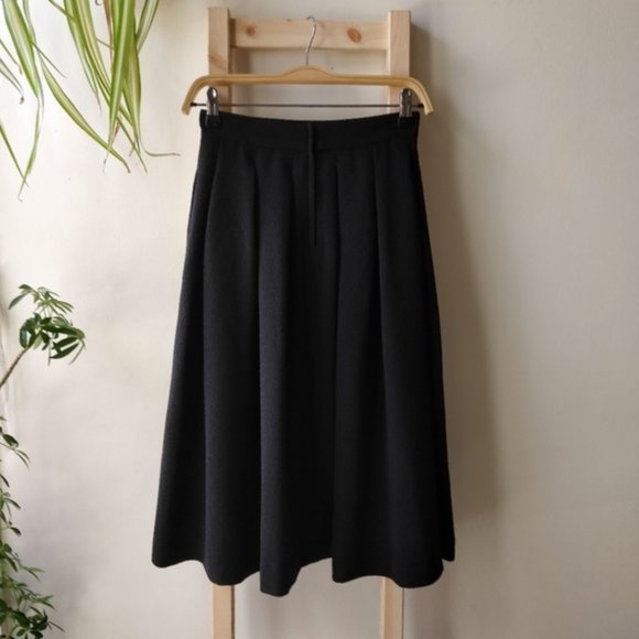 Retro Black Heavy Weight Skirt with Pockets Box Pleated Full A-line Skirt XS - Picture 2 of 4